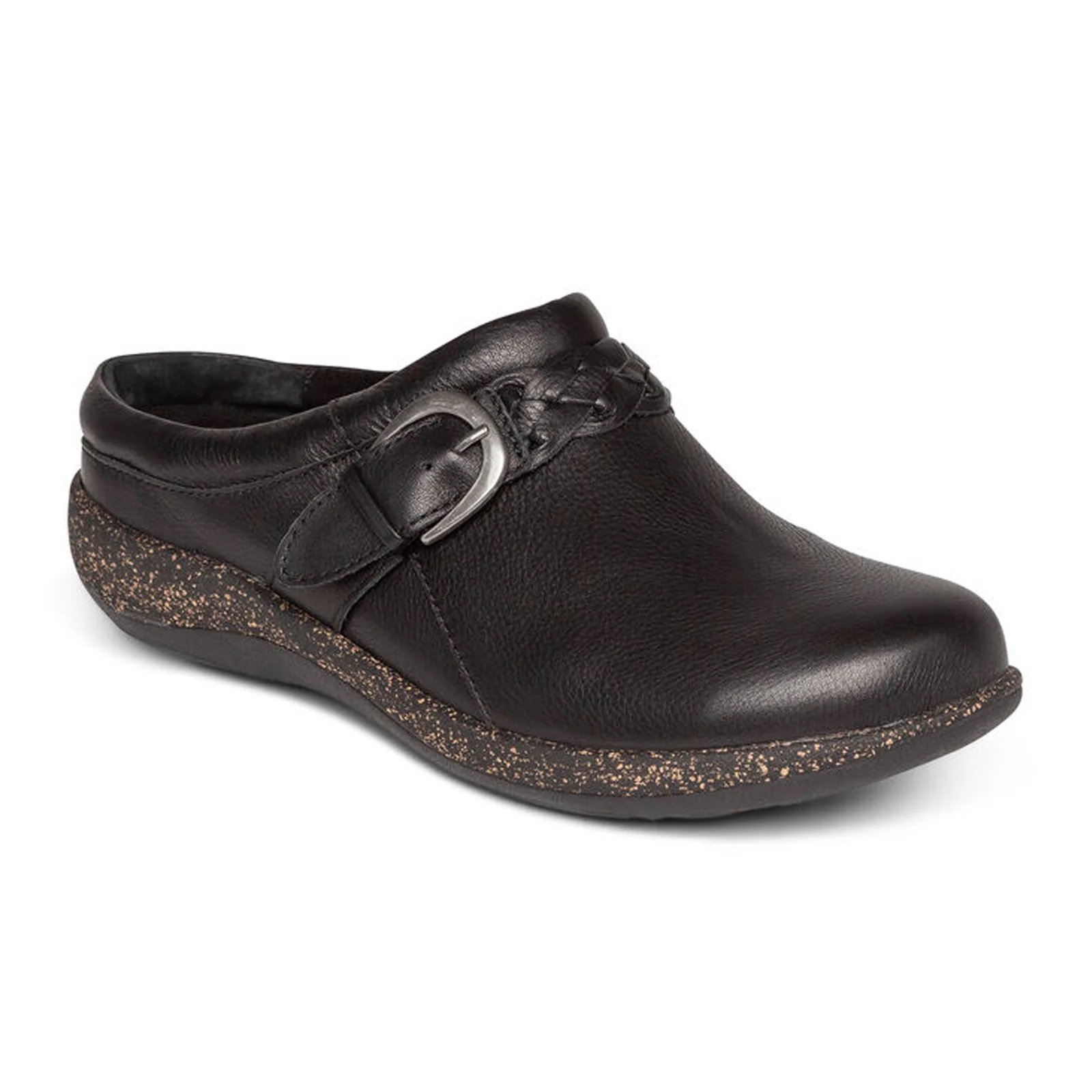 Aetrex Libby Clog (Women) - Black Leather - Image 3