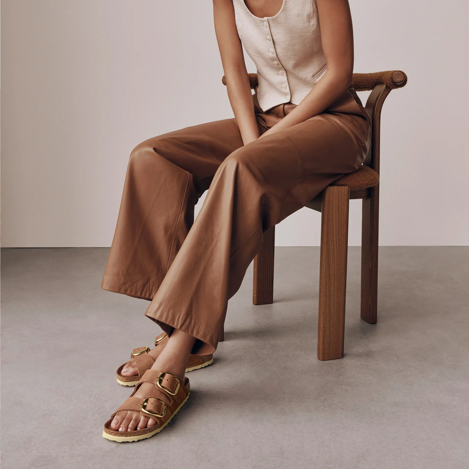 Birkenstock Arizona Big Buckle Narrow Slide Sandal (Women) - Cognac Oiled Leather - Image 4