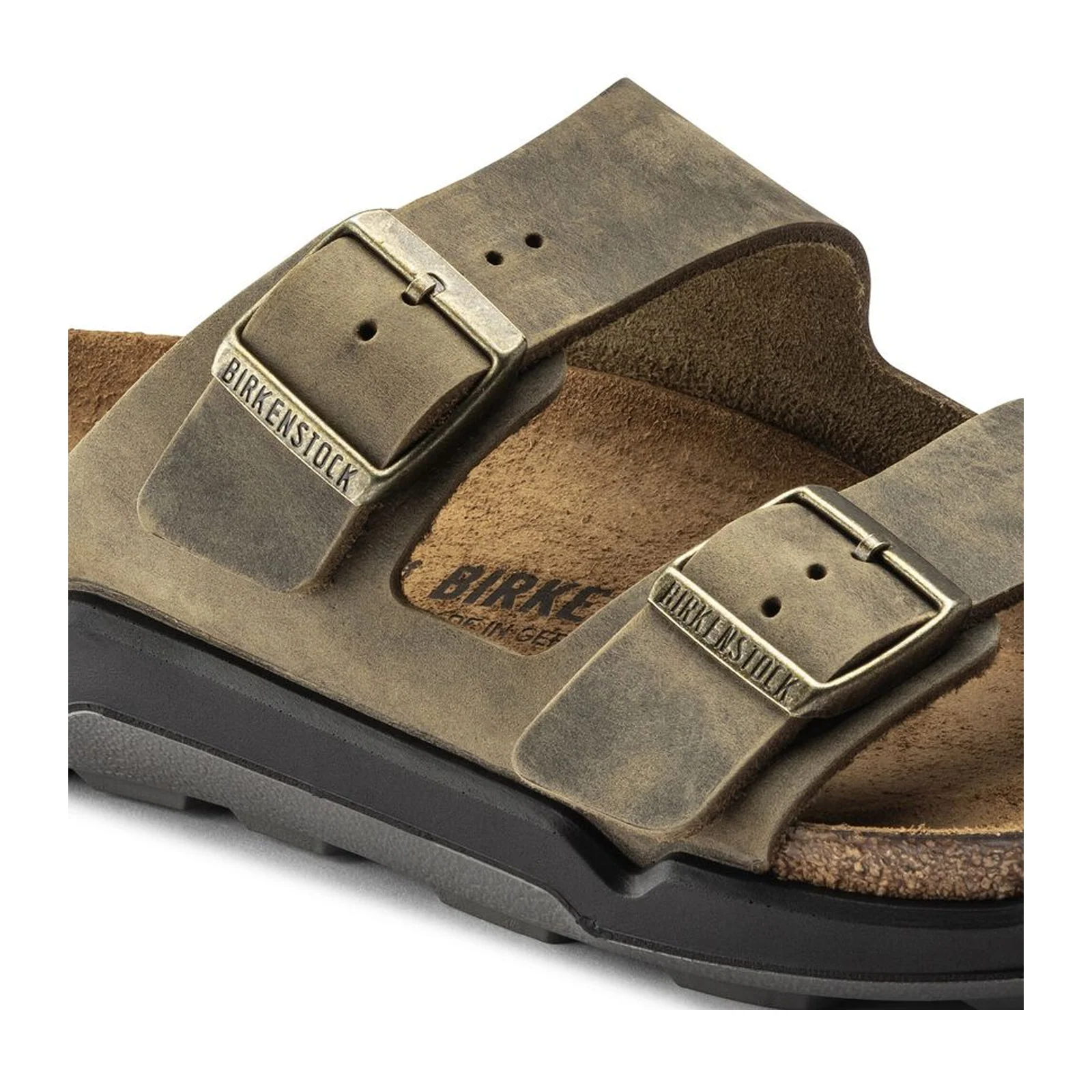 Birkenstock Arizona Crosstown Slide Sandal (Men) - Faded Khaki Oiled Leather - Image 5