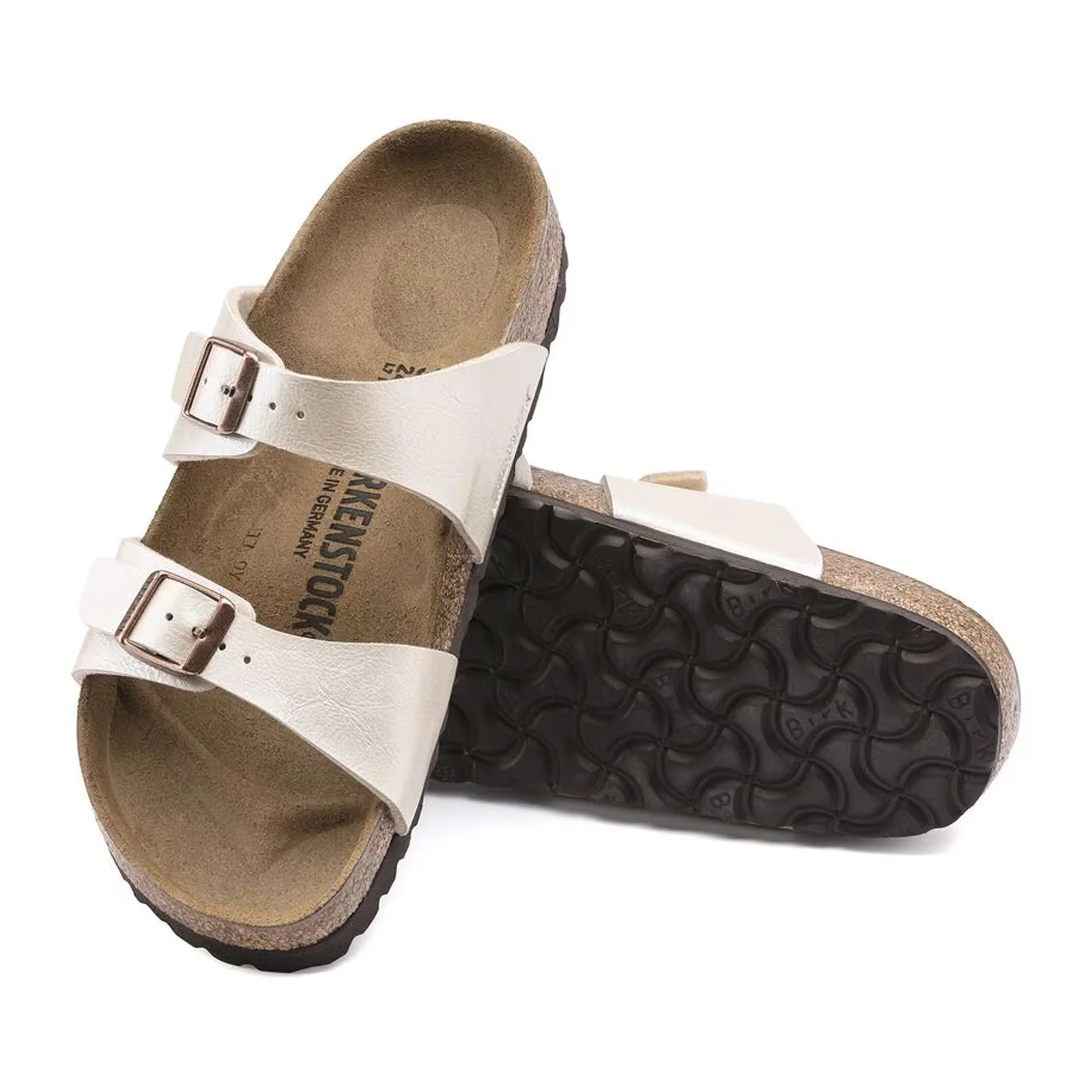Birkenstock Sydney Slide Sandal (Women) - Graceful Pearl White Birko-Flor - Image 3