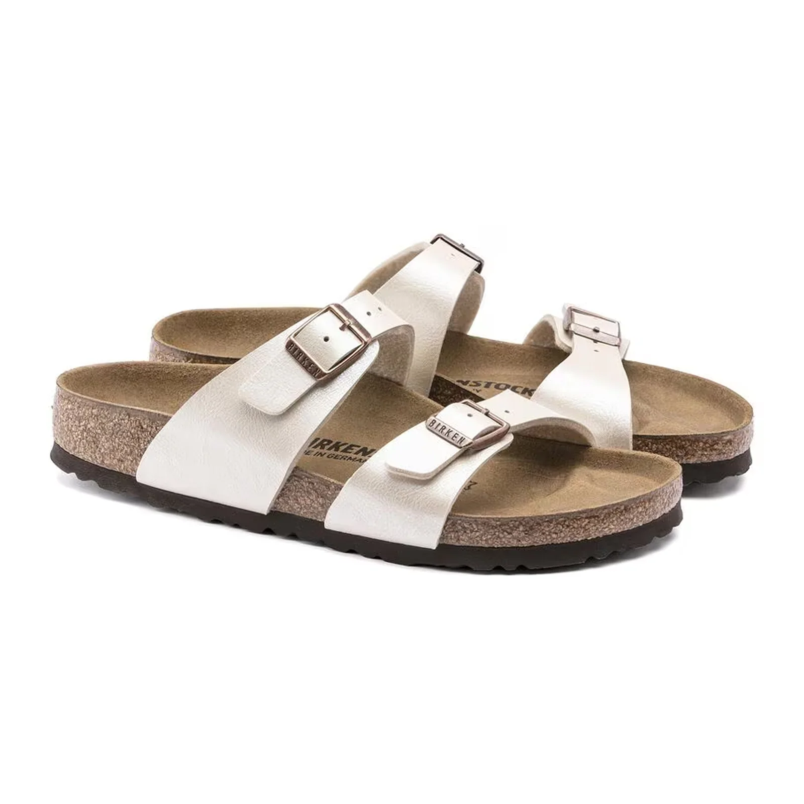 Birkenstock Sydney Slide Sandal (Women) - Graceful Pearl White Birko-Flor - Image 4