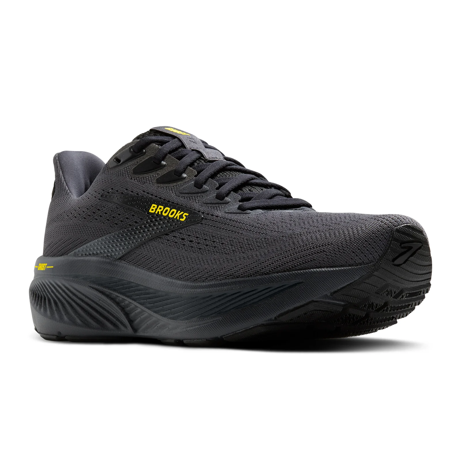 Brooks Ghost 17 Running Shoe (Men) - Ebony/Black/Yellow - Image 3
